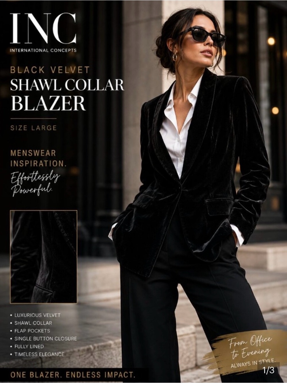 INC International Concepts Velvet Blazer